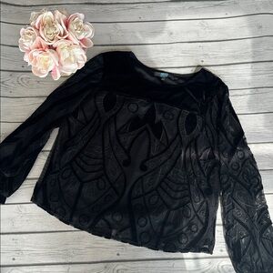 Anthropologie Eva Franco Black Long Sleeve Top Size XL